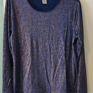 BonWorth Metallic Purple Long Sleeve Blouse